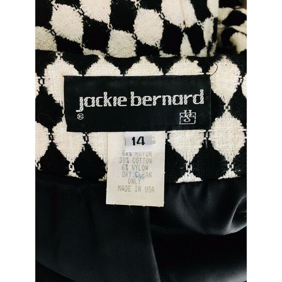 Vintage 80s Jackie Bernard MOD Monochrome Dress Coat Women's Size M/L - Picture 8 of 9